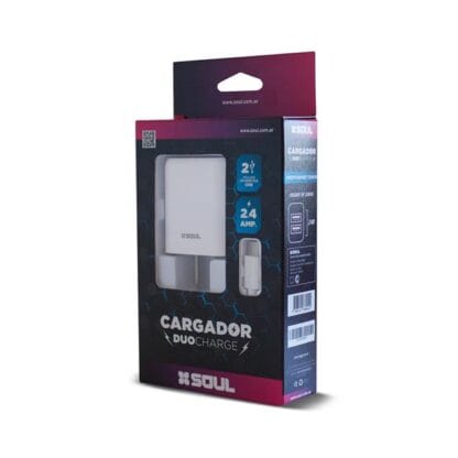 Cargador Soul Viajero Duo Usb 2x 2.4a Type-C Blanco