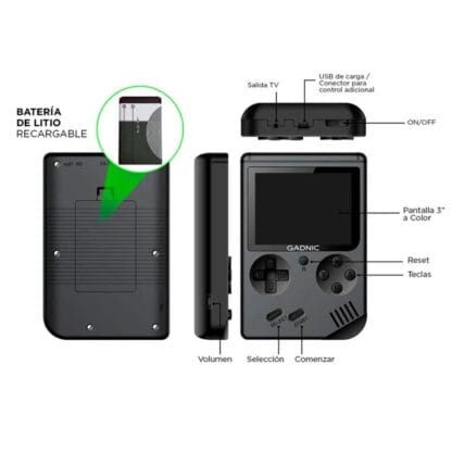 Consola Gadnic Gameboy1 Portatil + Control 8 Bits 168 Juegos - Imagen 3