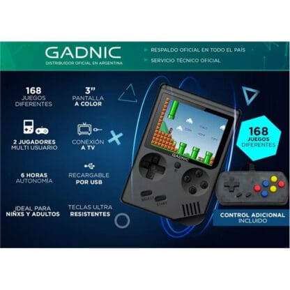 Consola Gadnic Gameboy1 Portatil + Control 8 Bits 168 Juegos - Imagen 6