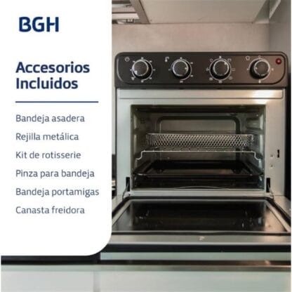 Horno Eléctrico. Bgh 30 Lts Spiedo Airfry Negro (BHE30FN24T) - Imagen 4