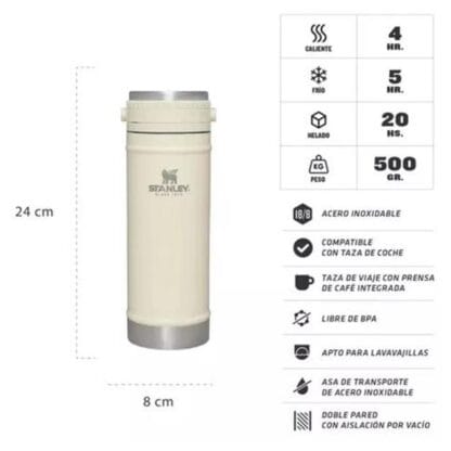 Vaso Térmico y Prensa Francesa Viaje Stanley - 473 Ml Cream Gloss (01855039) - Imagen 3